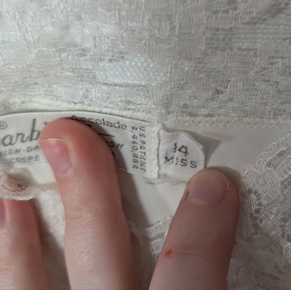 Vintage 50s Barbizon Crepe Remarque Lace Trim White Slip Dress Size 14 Miss - Picture 3 of 8